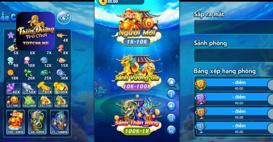 Các sảnh trong bắn cá one shot TDTC88