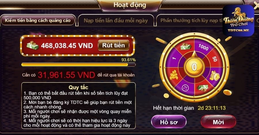 Điều kiện nhận thưởng