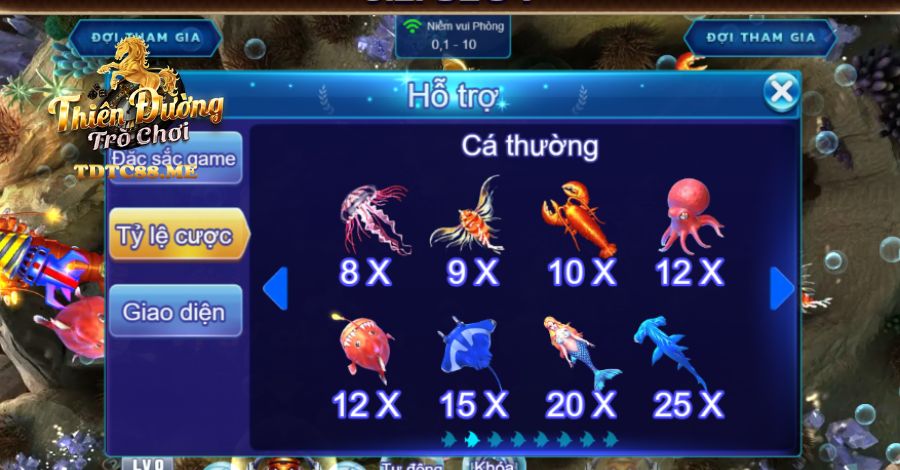 Tỷ lệ trả thưởng hấp dẫn khi người chơi tiêu diệt con mồi thành công